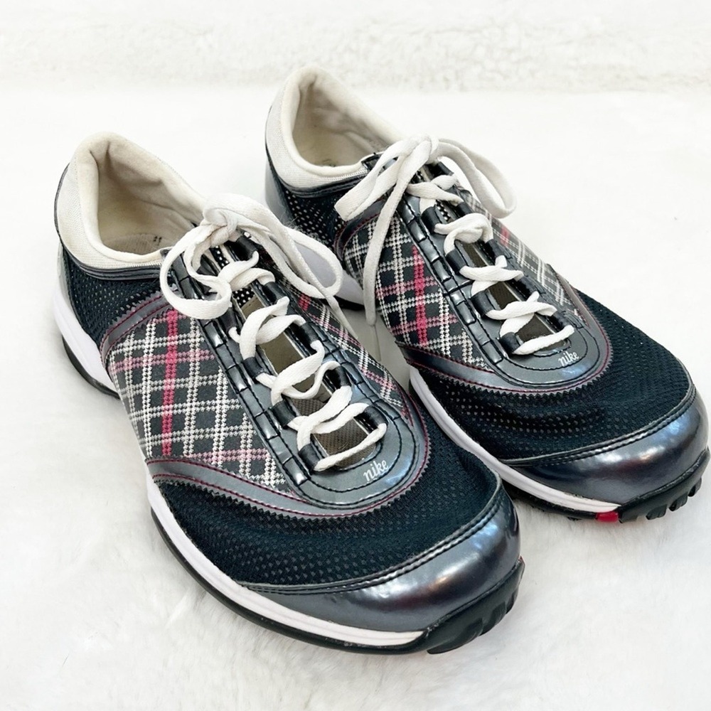 Nike Plaid Golf Shoes Blue White Red Cleats Sporty Women’s Size 9 - Picture 2 of 11